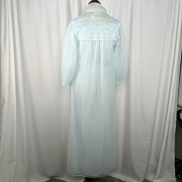 Vintage Henson Robe X Small Blue Chiffon Old Hollywood - Picture 7 of 8